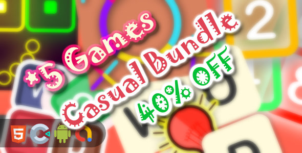Casual Game Bundle - 5 Games(Html5 + Construct 3 +Mobile)