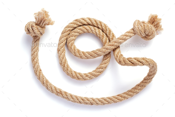 ship rope with sea knot on white background Stock Photo by seregam