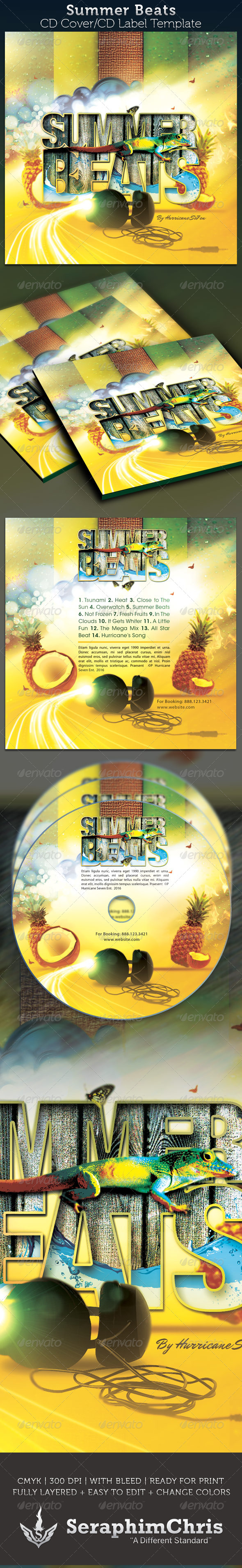 Summer Beats CD Artwork Template - CD & DVD Artwork Print Templates