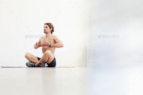 Man doing breathing exercises