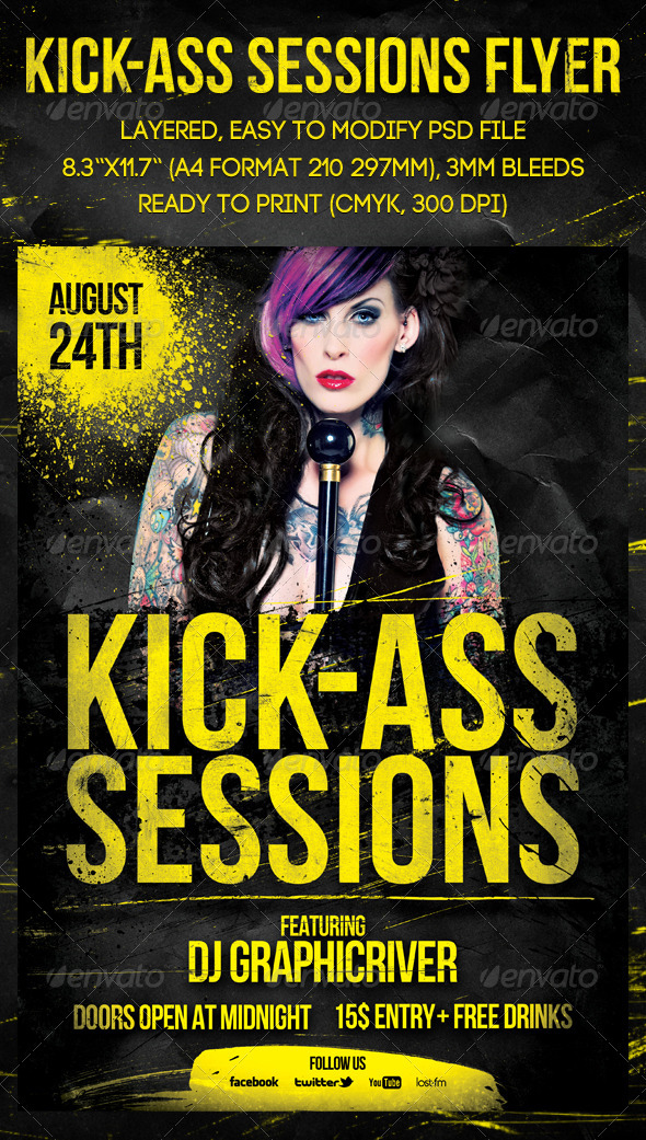 Kick-Ass Sessions Flyer - Events Flyers