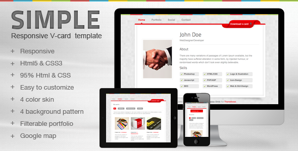Simple V-card Template by mutationthemes | ThemeForest
