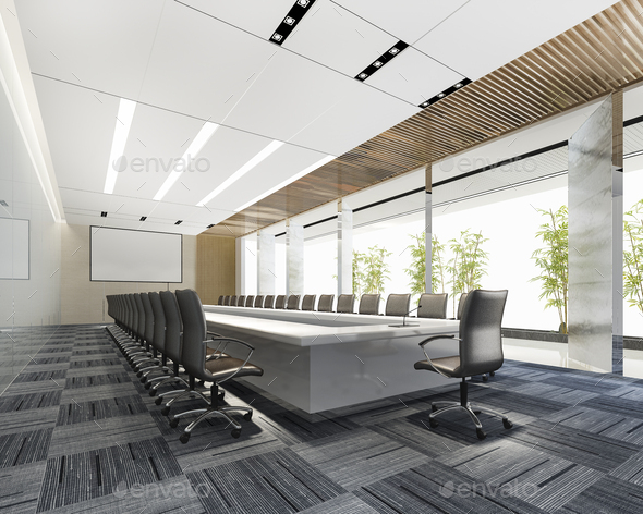 3d rendering business meeting room on high rise office building Stock ...