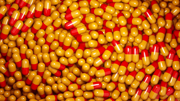 Pill capsules red yellow