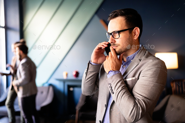 Businessman on the phone receiving bad news. Business, stress work concept