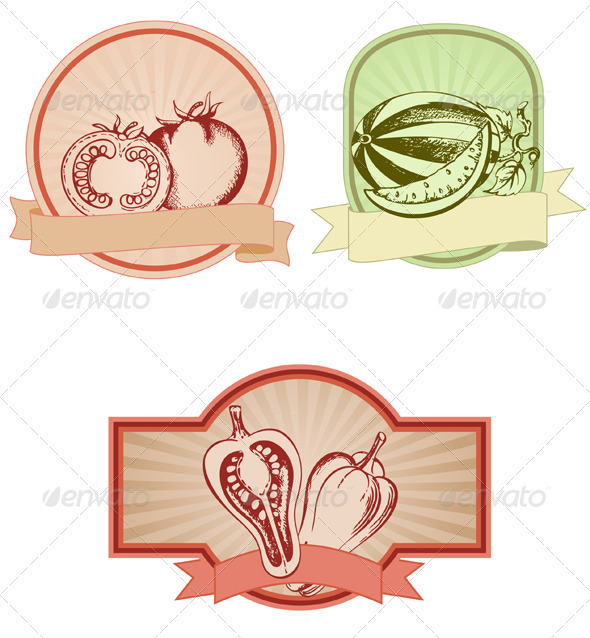 Set of Vintage Labels - Food Objects
