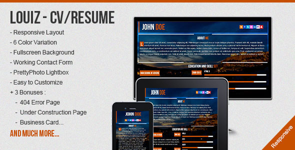 Excellent Louiz - CV/Resume Responsive Template + 3 Bonuses