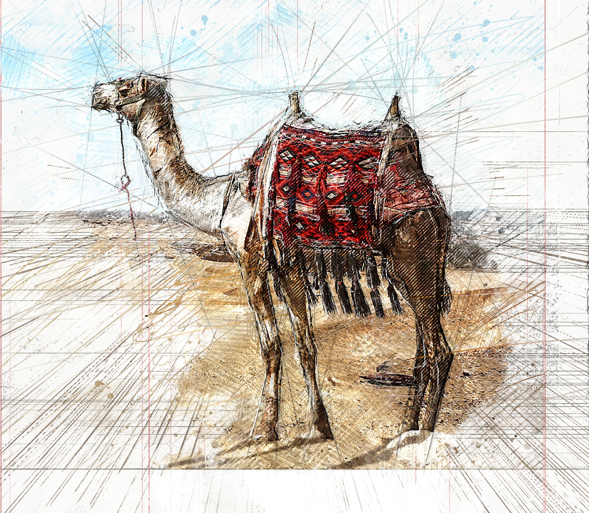 Buy Camels Fine Art Print of a Colored Pencil Drawing by Kat Online in  India  Etsy