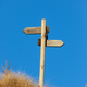 Wooden signpost and blue sky. Copy space on the top. - PhotoDune Item for Sale