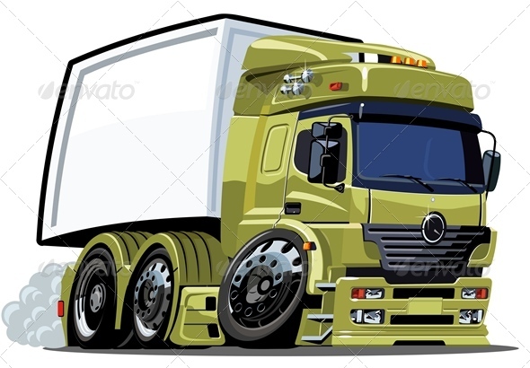 Vector Cartoon Cargo Truck - Man-made Objects Objects