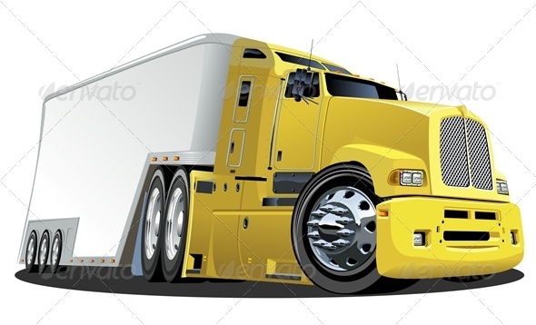 Vector Cartoon Cargo Truck - Man-made Objects Objects