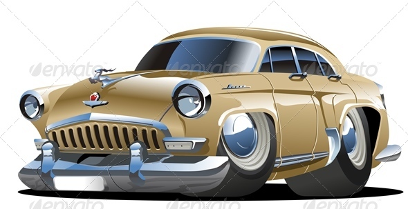 Vector Retro Cartoon Car - Man-made Objects Objects
