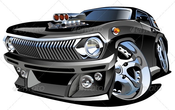 Vector Retro Cartoon Hotrod - Man-made Objects Objects