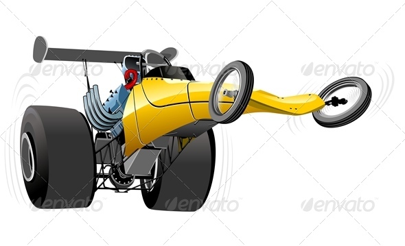 Vector Cartoon Dragster - Man-made Objects Objects