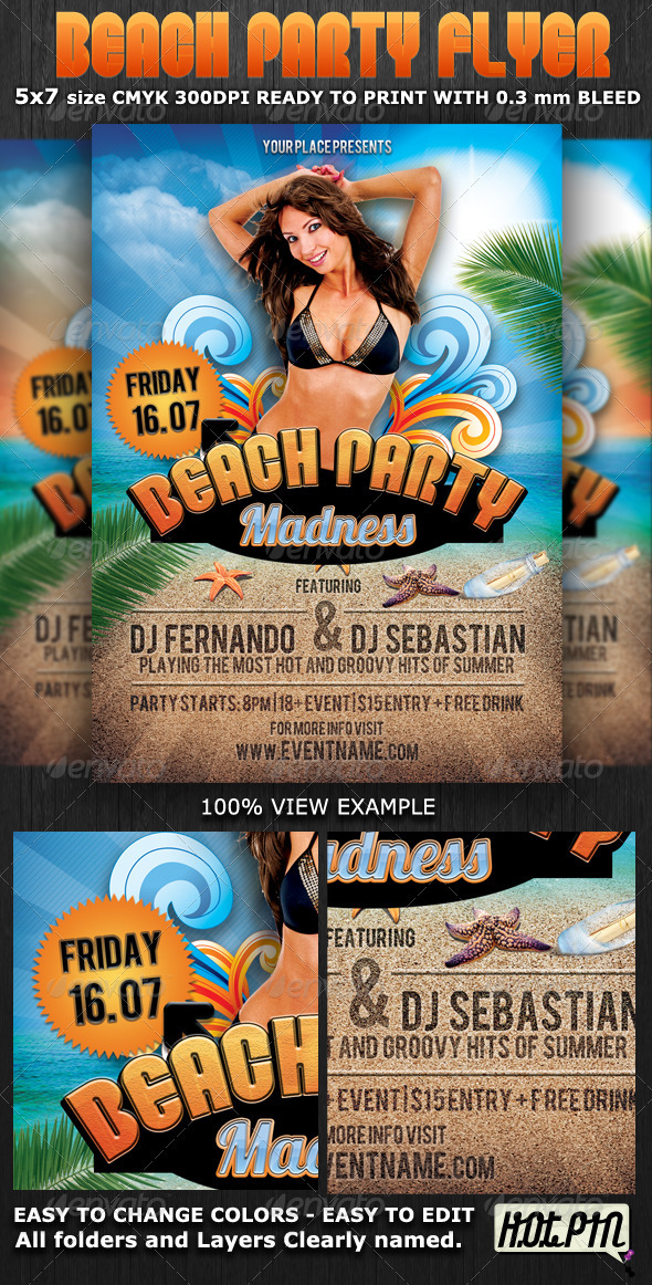 Summer Beach Party Flyer Template - Clubs & Parties Events