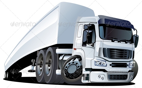 Vector Cartoon Cargo Semi Truck - Man-made Objects Objects