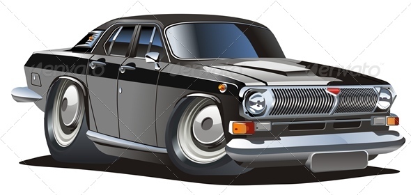 Vector Cartoon Retro Car - Man-made Objects Objects