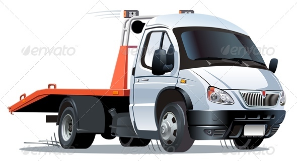 Vector Cartoon Tow Truck - Characters Vectors