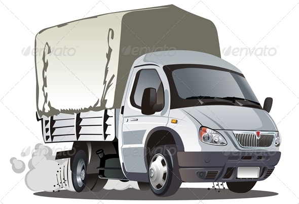 Vector Cartoon Tent Truck - Man-made Objects Objects