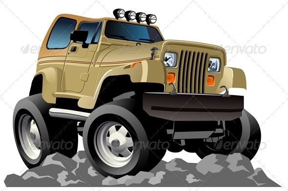 Vector Cartoon Jeep - Characters Vectors