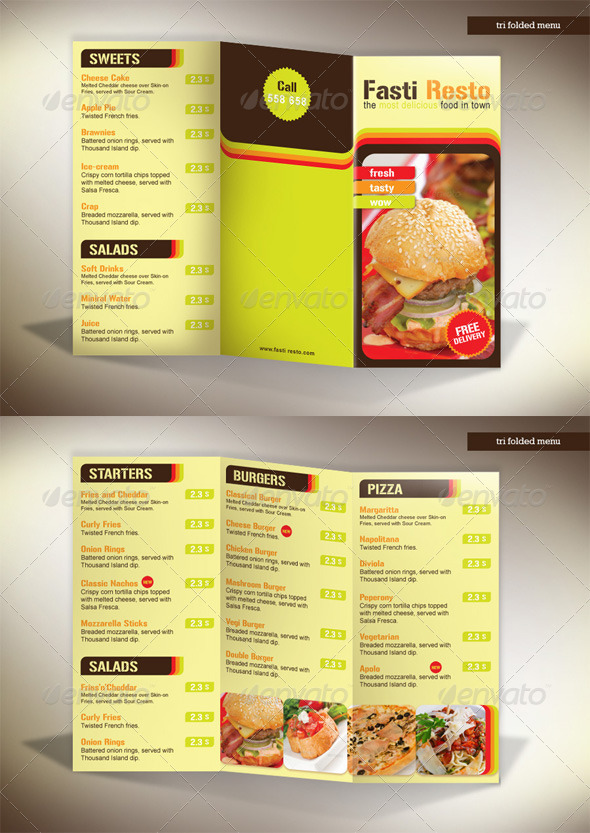 Tri Fold Menu Fasti Resto By Milana