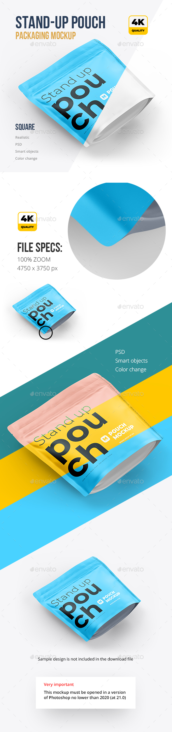 Download Stand Up Pouch Mockup Square Top Half Side View By Mock Up Ru Graphicriver
