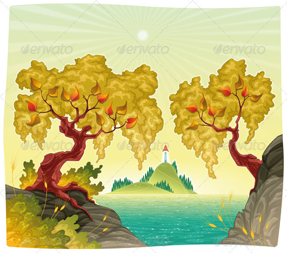 Romanitc landscape on the sea.