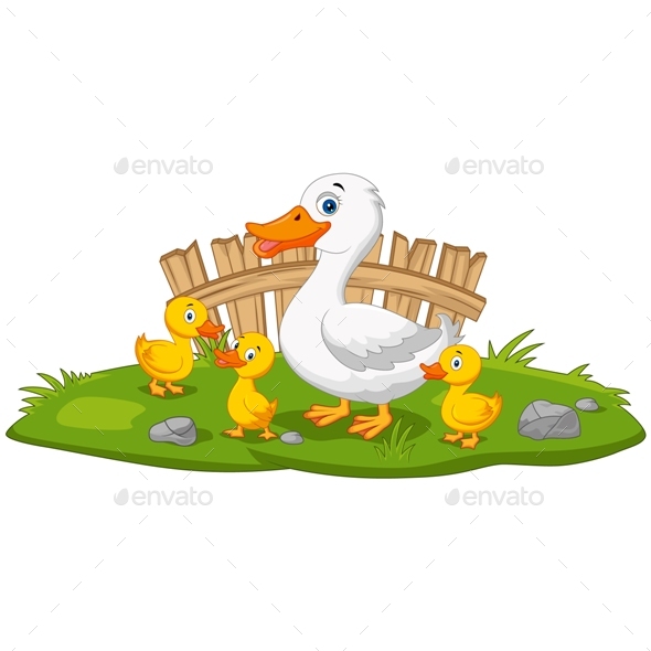 Cartoon Duck And Family, Vectors 