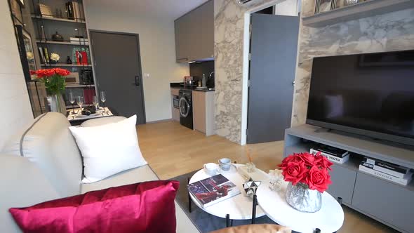 Modern and Luxurious Apartment Decoration Walkthrough from the Dining Area to the Living Area alt