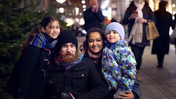Multinational Family at Christmas Outdoor