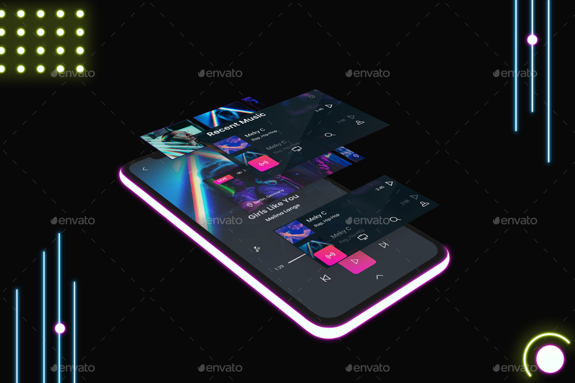 Neon Phone 11 Mockup V.2, Graphics GraphicRiver