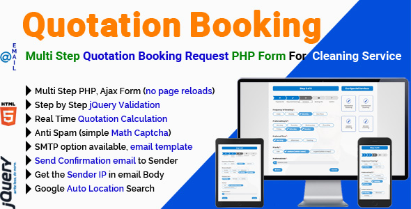 Quotation Booking – Multi Step Quotation Booking Request PHP Form For Cleaning Service