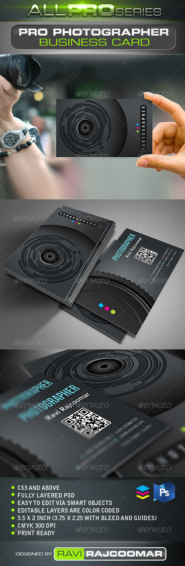 Pro Photographer Business Card - Industry Specific Business Cards