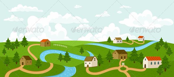 Summer Village Landscape - Landscapes Nature