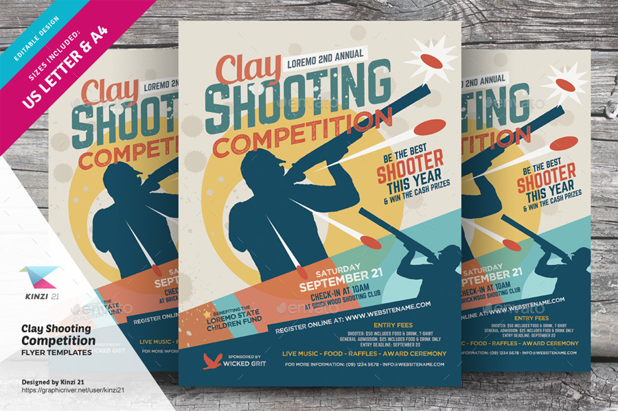 Clay Shooting Competition Flyer Template, Print Templates GraphicRiver