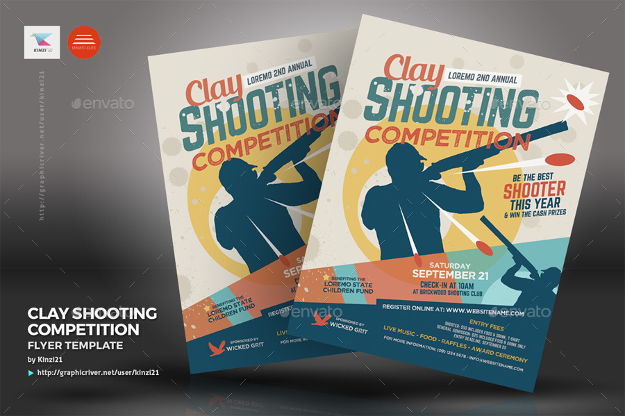 Clay Shooting Competition Flyer Template, Print Templates GraphicRiver