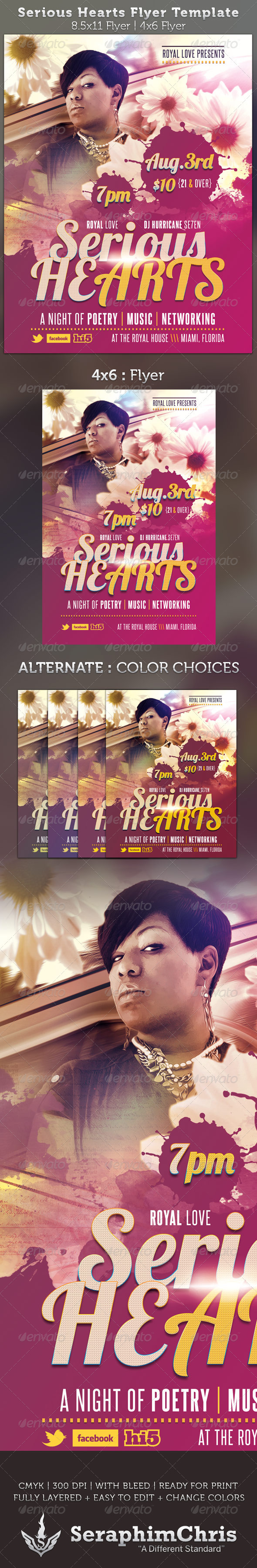 Serious Hearts Flyer Template - Events Flyers