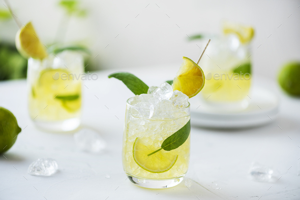 Summer cocktail with sage and lime