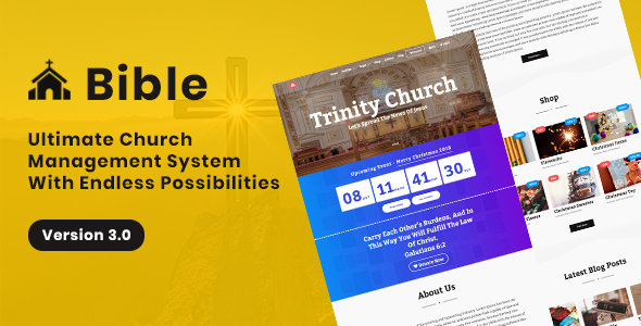 Bible – Church Management System With Shop, Donation, Sermon, Blog, Event, Role, Attendance & More