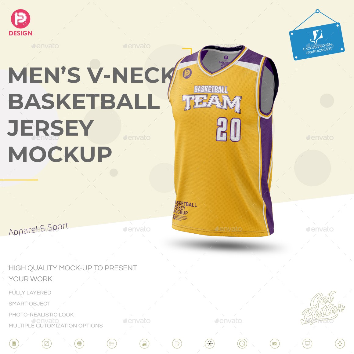 Download Men's V-Neck Basketball Jersey Mockup by TRDesignme ...