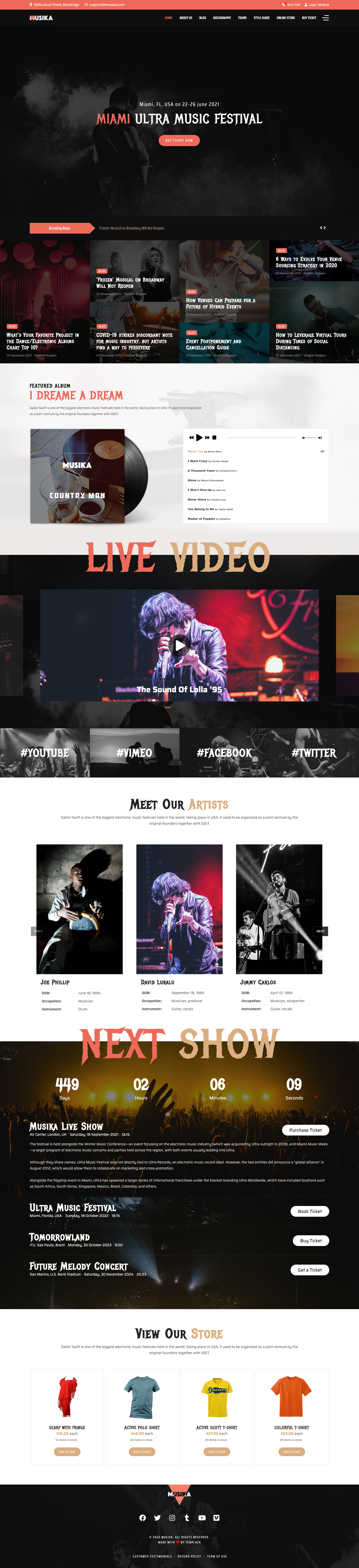 Musika Music Festival And Band Joomla Template By Templaza Themeforest