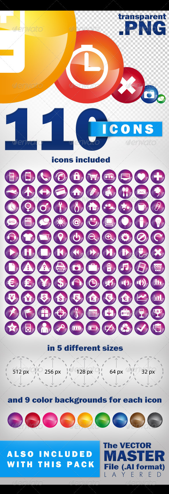 110 icons pack - transparent png + vector - Miscellaneous Icons