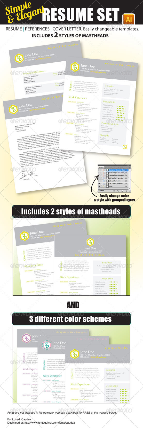 Simple & Elegant Resume Set - Resumes Stationery