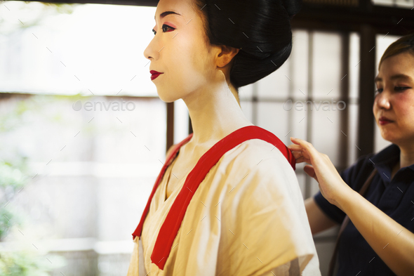 White face geisha makeup Stock Photo by Mint_Images