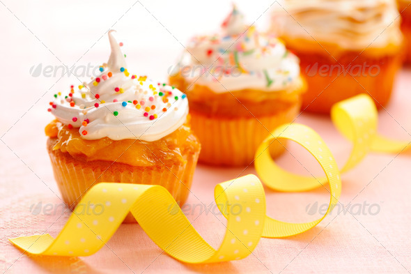 Cupcakes with whipped cream - Stock Photo - Images
