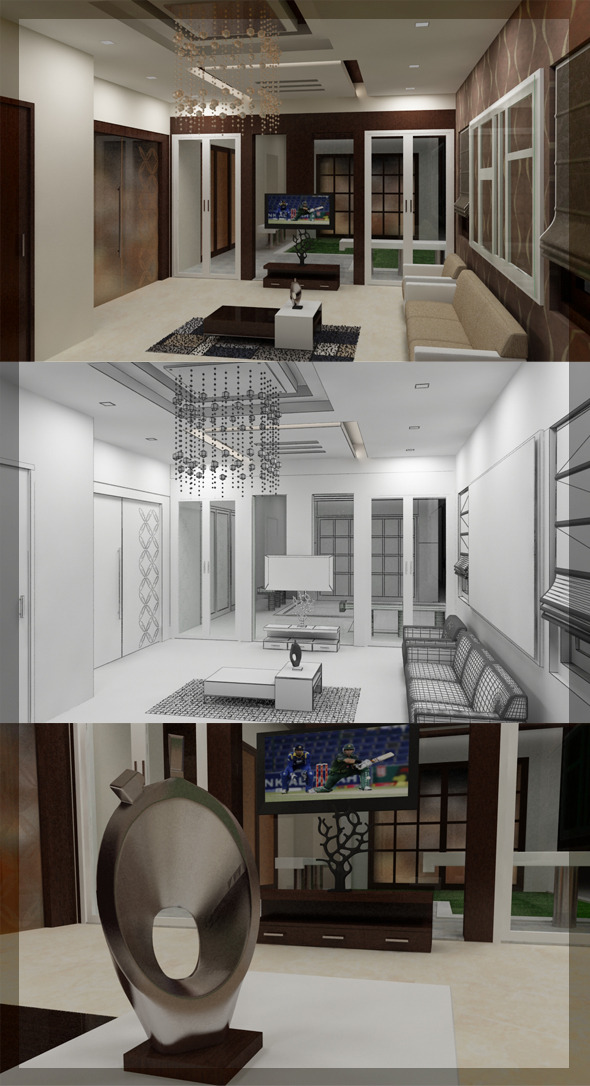 Realistic living Room - 3Docean 2559525