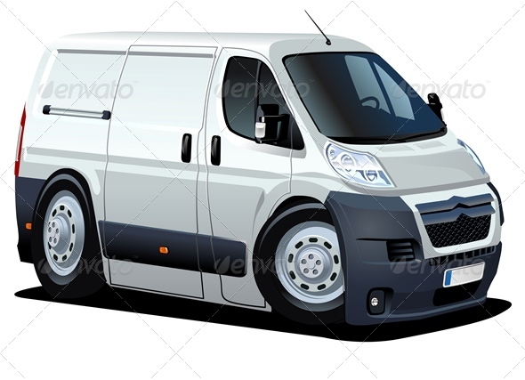 Vector Cartoon Delivery Van - Man-made Objects Objects