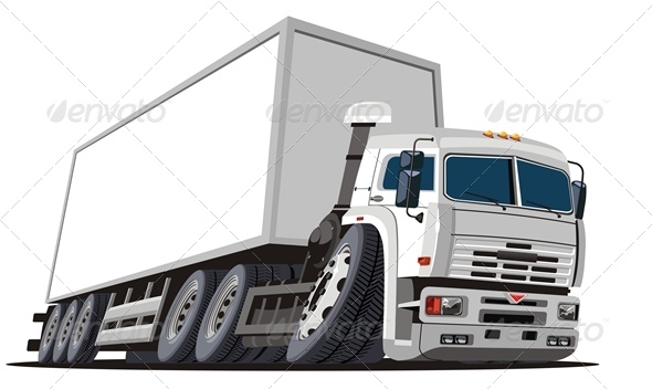 Vector Cartoon Cargo Semi Truck - Man-made Objects Objects