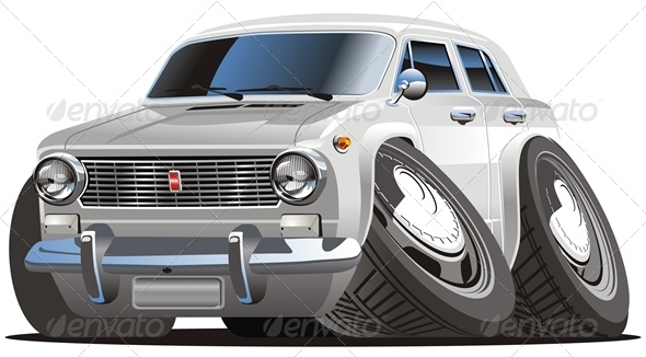 Vector Cartoon Retro Car - Man-made Objects Objects