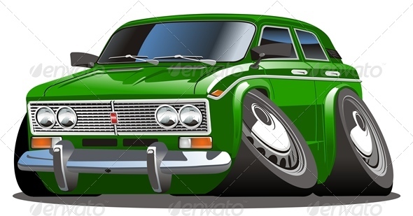 Vector Retro Cartoon Car - Man-made Objects Objects